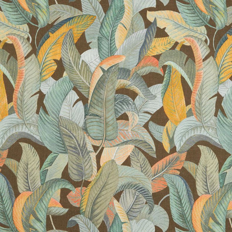 Tissu de décoration Semi-panama Feuilles de bananier – cuivre/kaki,  image number 1