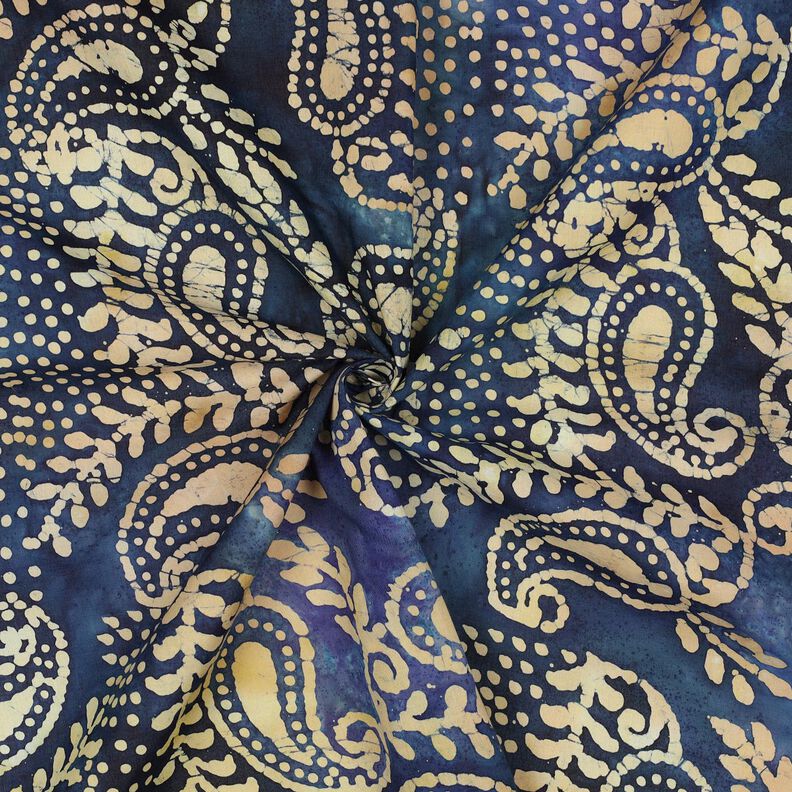Batiste de coton fin Batik Paisley – bleu océan/sable,  image number 3