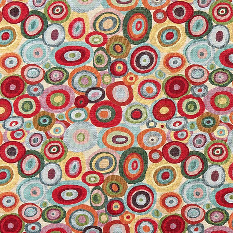 Tissu de décoration Gobelin Cercles colorés – beige clair/carmin,  image number 1