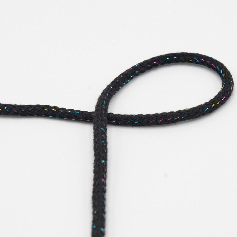 Cordon en coton Lurex [Ø 5 mm] – noir,  image number 1
