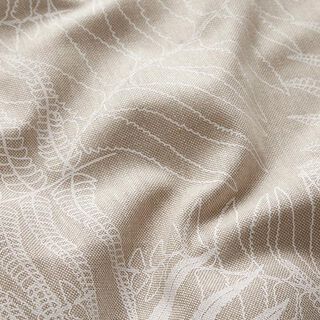 Tissu de décoration Semi-panama feuilles de fougère en filigrane – nature/blanc, 
