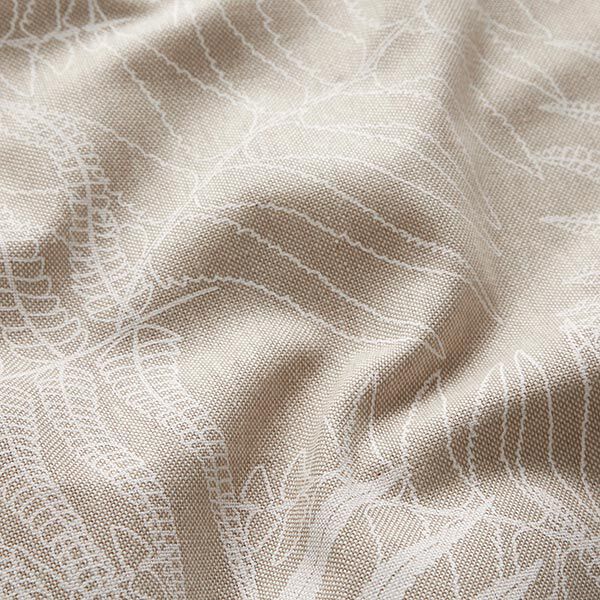 Tissu de décoration Semi-panama feuilles de fougère en filigrane – nature/blanc, image number 2