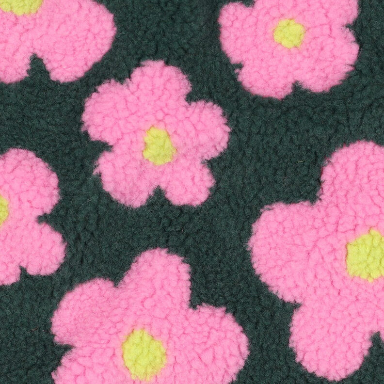 Ourson Fleurs | Poppy Fabrics – vert foncé/rose vif,  image number 3