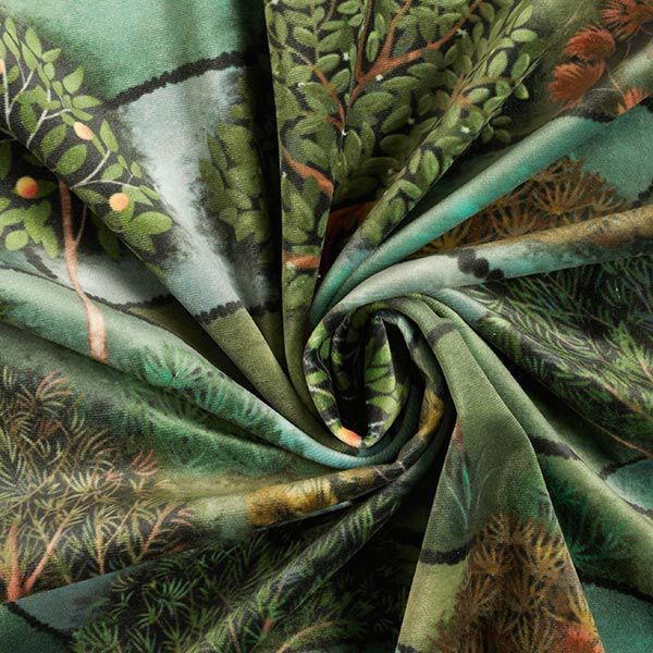 Tissu de décoration Velours Paysage – vert foncé/pétrole,  image number 3