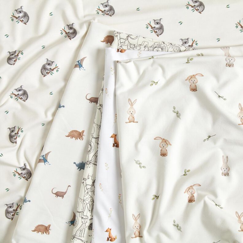 GOTS Jersey coton Doux lapin Impression numérique – ivoire,  image number 5