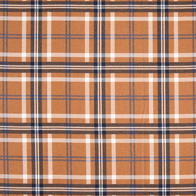 Flanelle coton Motif imprimé à carreaux | by Poppy – brun faon/bleu roi,  image number 1
