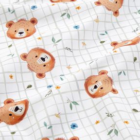 Popeline coton Tissu peluche à carreaux Impression numérique – blanc/roseau, 
