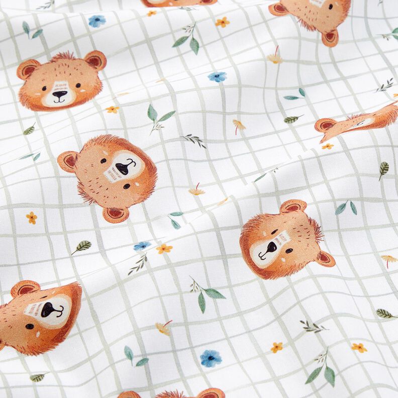 Popeline coton Tissu peluche à carreaux Impression numérique – blanc/roseau, image number 2