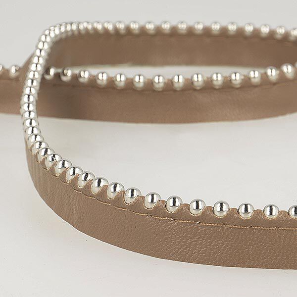 Passepoil avec perles de métal  [ Largeur : 13 mm ] – marron foncé,  image number 1