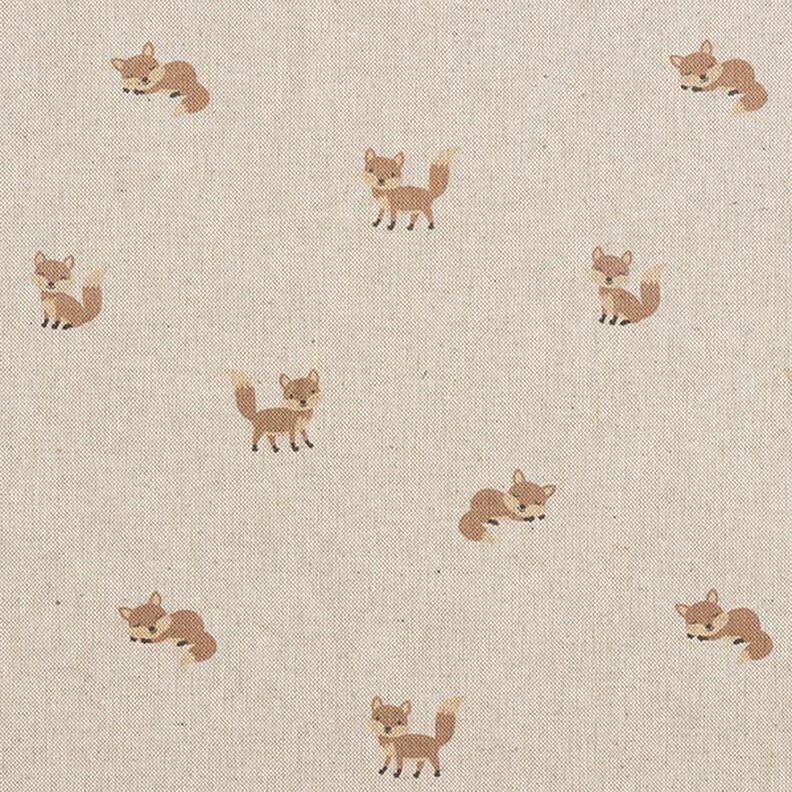 Tissu de décoration Semi-panama Petits renards – nature/caramel,  image number 1