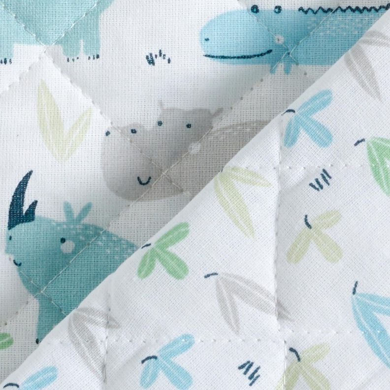 Tissu matelassé Hippopotame et rhinocéros – écru,  image number 4