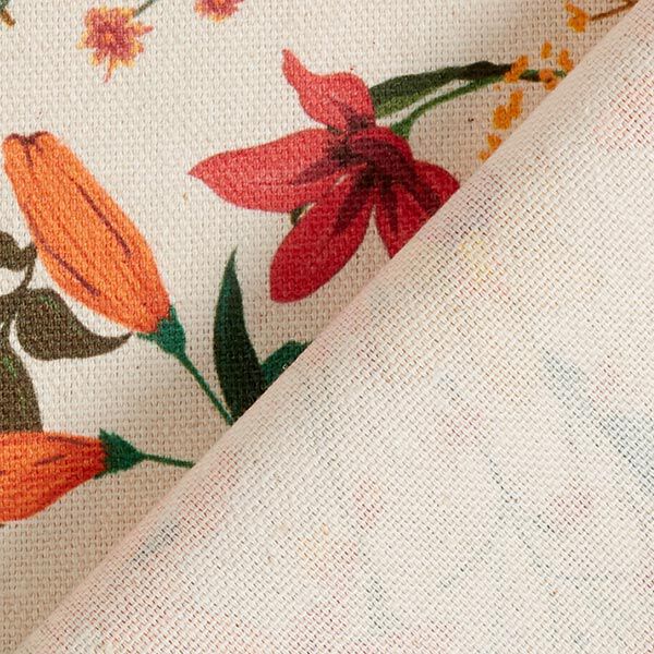 Tissu de décoration Semi-panama florale – abricot/nature,  image number 4