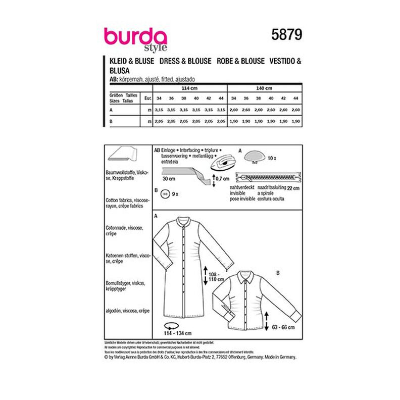 Robe / Chemisier | Burda 5879 | 34-44,  image number 9