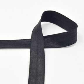 Biais élastique (pré-plié) brillant [20 mm] – noir, 
