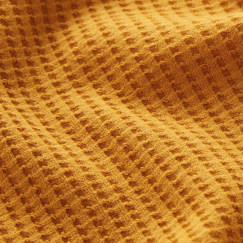 Jersey de coton gaufré uni – jaune curry,  image number 2