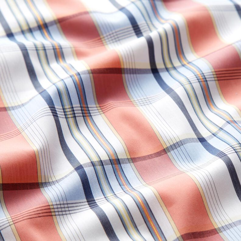 Coton mélangé à carreaux tartan et rayures brillantes – corail, image number 2