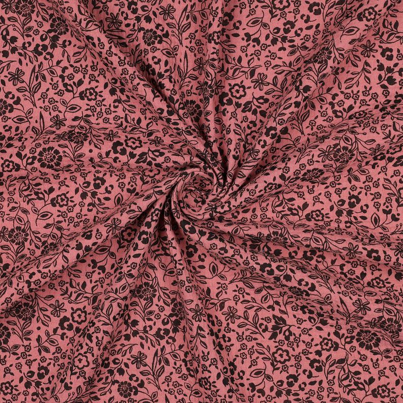 Tissu double gaze de coton Fleurs bicolores  | Poppy Fabrics – vieux rose foncé/noir,  image number 3