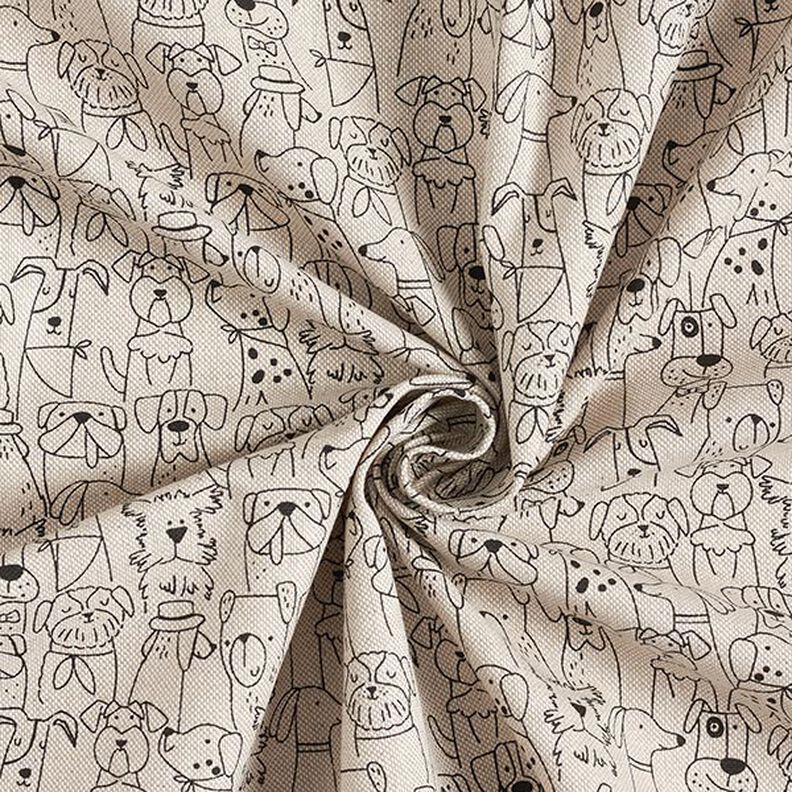 Tissu de décoration Semi-panama Chiens de dessin animé – noir/nature,  image number 3