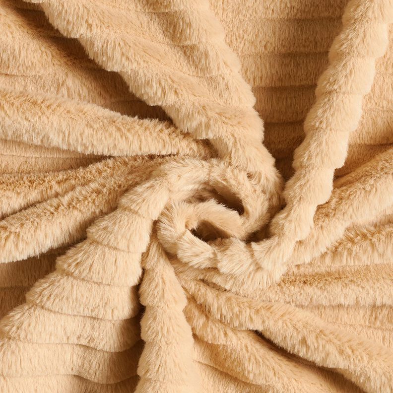 Fausse fourrure à larges rayures horizontales – beige,  image number 3