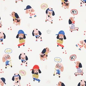 Jersey coton chien patineur Impression numérique | Poppy Fabrics – ivoire/or rose, 
