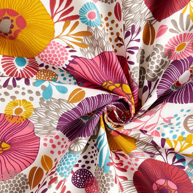 Tissu en coton Cretonne Fleurs – rouge,  image number 3
