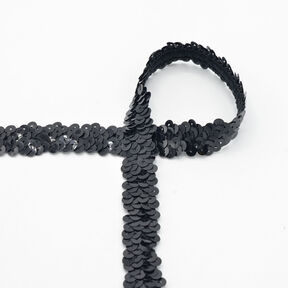 Bordure élastique paillettée [20 mm] – noir, 