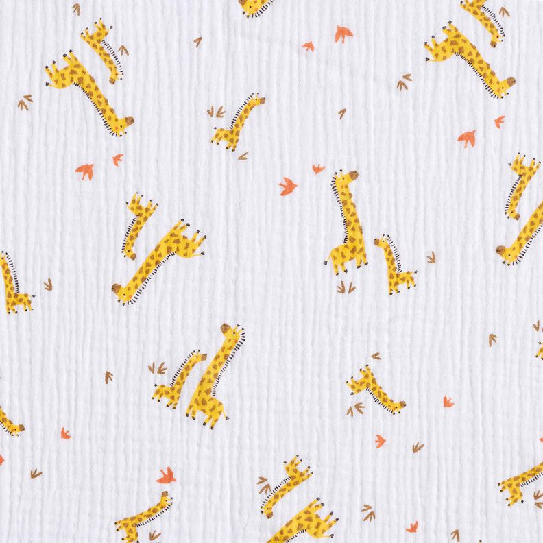 Tissu double gaze de coton Giraffen – blanc/jaune soleil,  image number 1