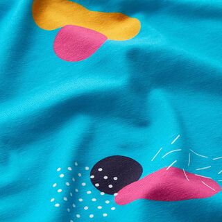 Jersey coton cacahuètes abstraites | Catastrophique – turquoise clair, 