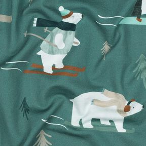 French Terry Sweat d’été Animaux aux sports d'hiver Impression numérique | Poppy Fabrics – pétrole, 