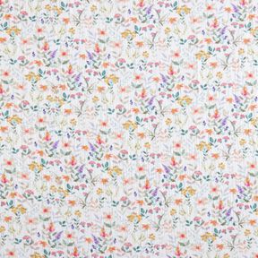 Tissu double gaze de coton Prairie fleurie aquarelle Impression numérique | Poppy Fabrics – blanc, 