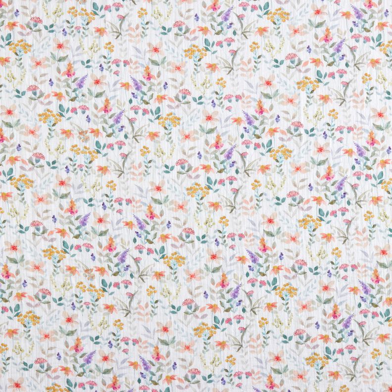 Tissu double gaze de coton Prairie fleurie aquarelle Impression numérique | Poppy Fabrics – blanc,  image number 1