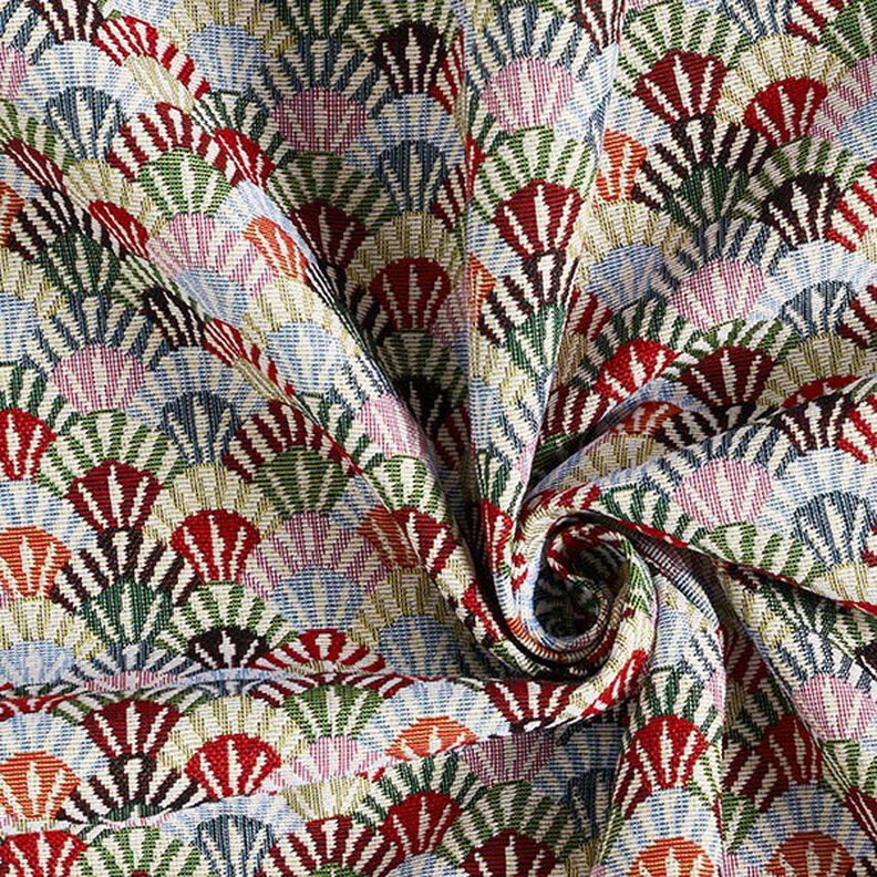Tissu de décoration Gobelin Petits éventails – beige clair/vert, image number 3
