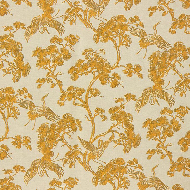 Tissu décoratif Toile Grue chinoise – beige/jaune curry,  image number 1