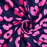 French Terry Sweat d’été Tissu look jean avec imprimé léopard luo – bleu nuit/rose néon,  thumbnail number 3