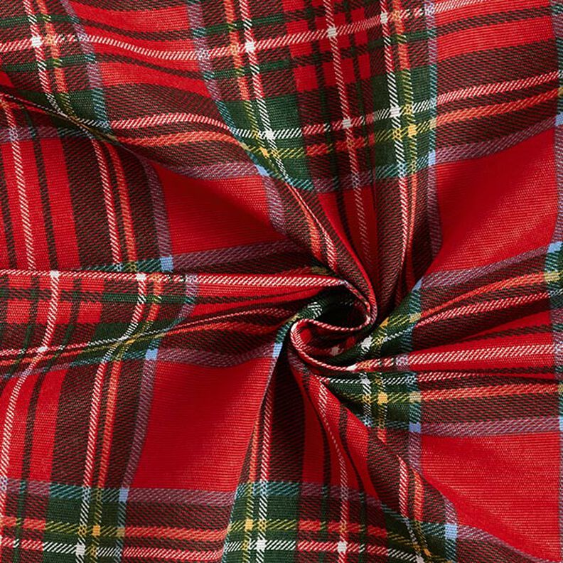 Tissu de décoration Canvas Carreaux écossais – rouge/vert sapin, image number 3