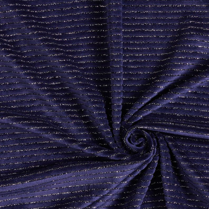 Tissu Nicki Rayures pailletées – bleu marine/argent métallisé, image number 3