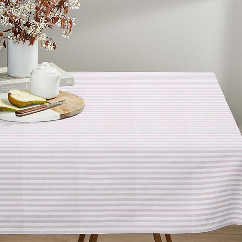 Tissu de décoration Semi-panama rayures verticales – rosé/blanc,  image number 8