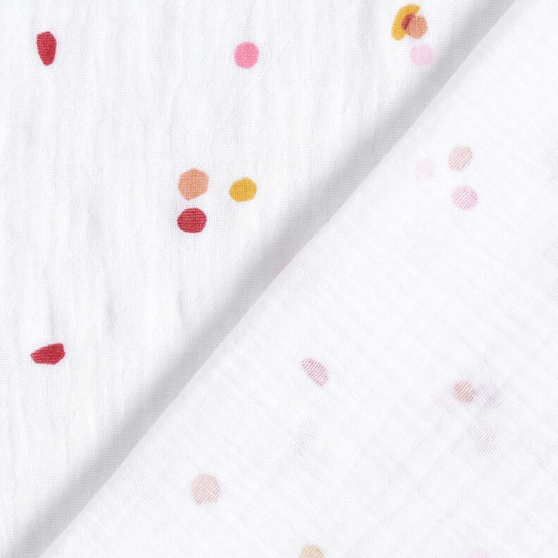 Tissu double gaze de coton Pois colorés – blanc,  image number 4
