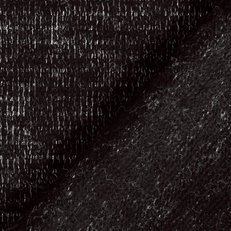Tissu tricoté laine mélangée chiné à paillettes – noir/argent métallisé,  image number 5