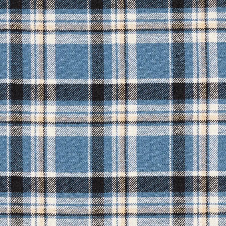 Flanelle coton Carreaux – bleu jean/noir, image number 1