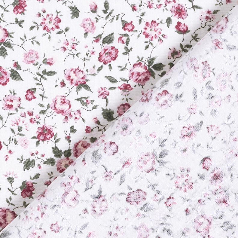 Popeline de coton Roses délicates – blanc/mauve,  image number 4