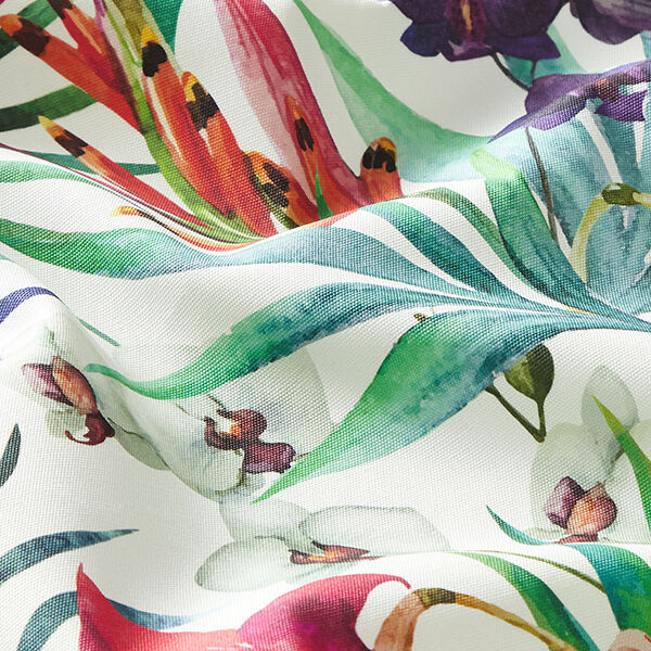 Tissu d’extérieur Canvas Fleurs exotiques – blanc/vert,  image number 2