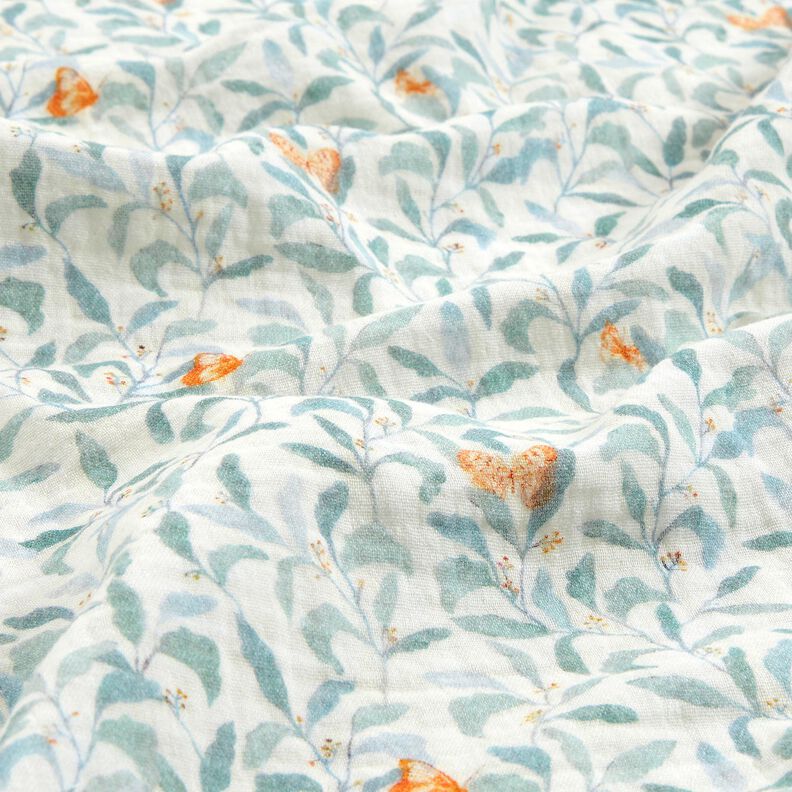 Tissu double gaze de coton Prairie avec papillons Impression numérique | Poppy Fabrics – ivoire,  image number 2