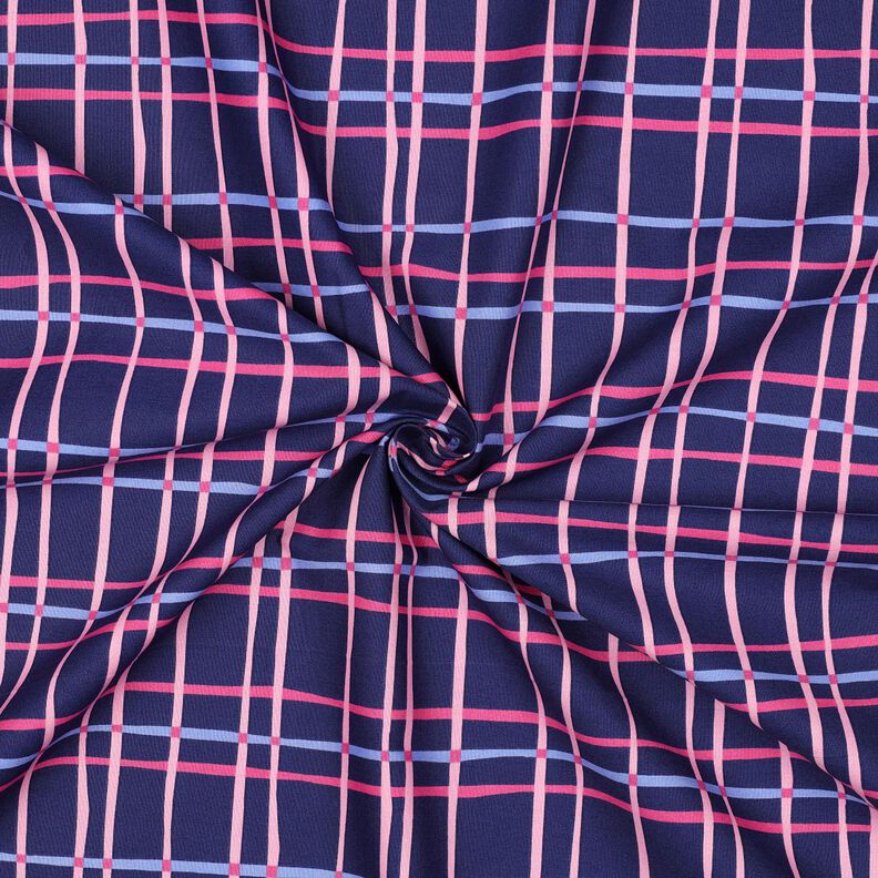 Popeline coton Carreaux ondulés | Poppy Fabrics – indigo/rose,  image number 3