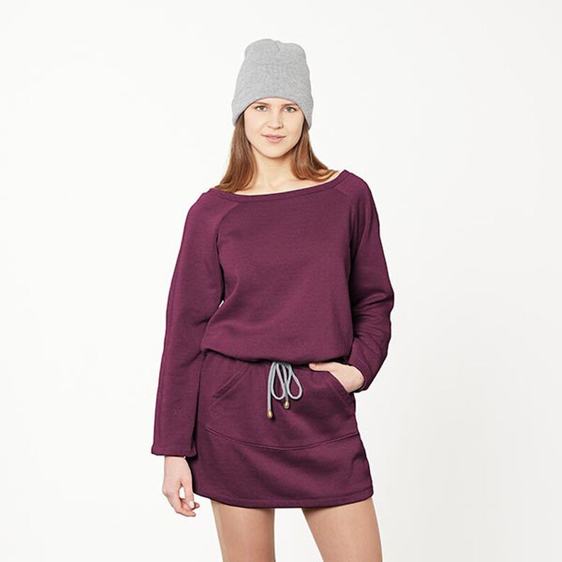 GOTS French Terry Sweat d’été | Tula – aubergine,  image number 5