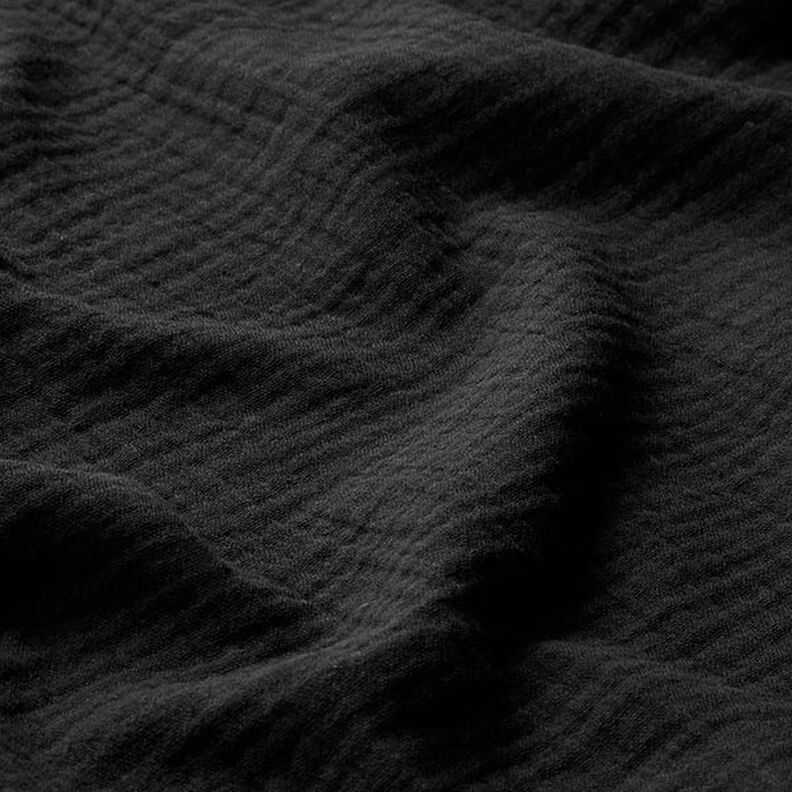 GOTS Tissu double gaze de coton | Tula – noir,  image number 3