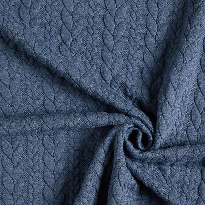 Jersey jacquard Cloqué Torsades – bleu jean,  image number 3