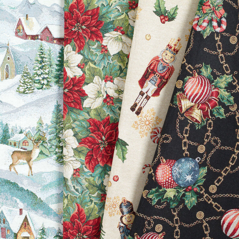 Tissu de décoration Gobelin Paysage hivernal – ivoire/turquoise clair, image number 5
