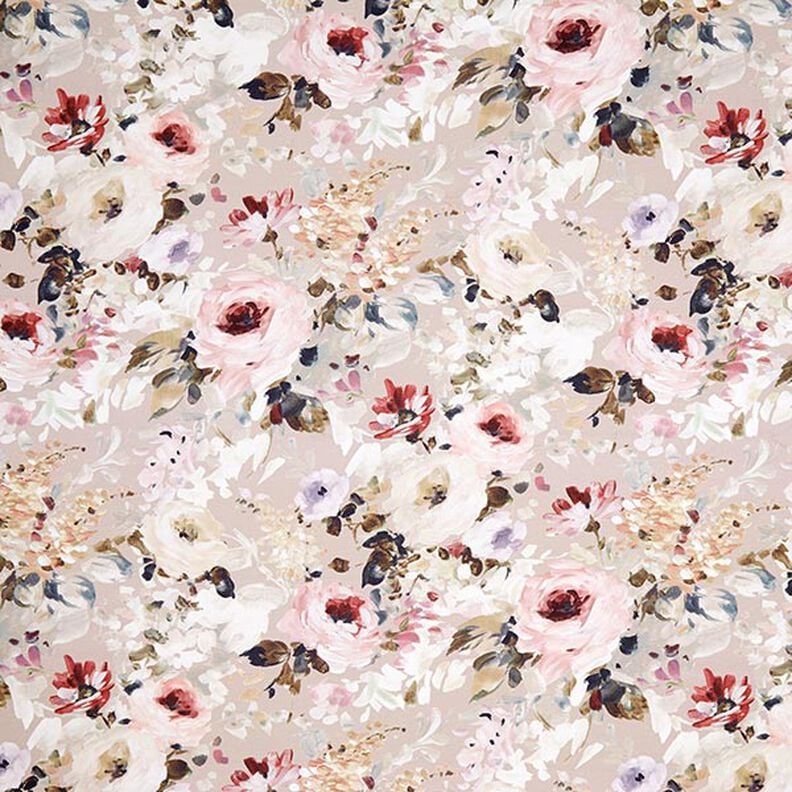 Tissu de décoration semi-panama Floris – beige/rose,  image number 1