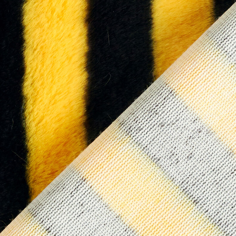Fourrure synthétique rayures d’abeille – noir/jaune,  image number 3